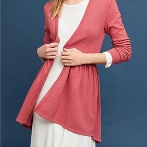 T.La by Anthropologie Berry Beira Peplum Open Front Cardigan Size Small NWT
